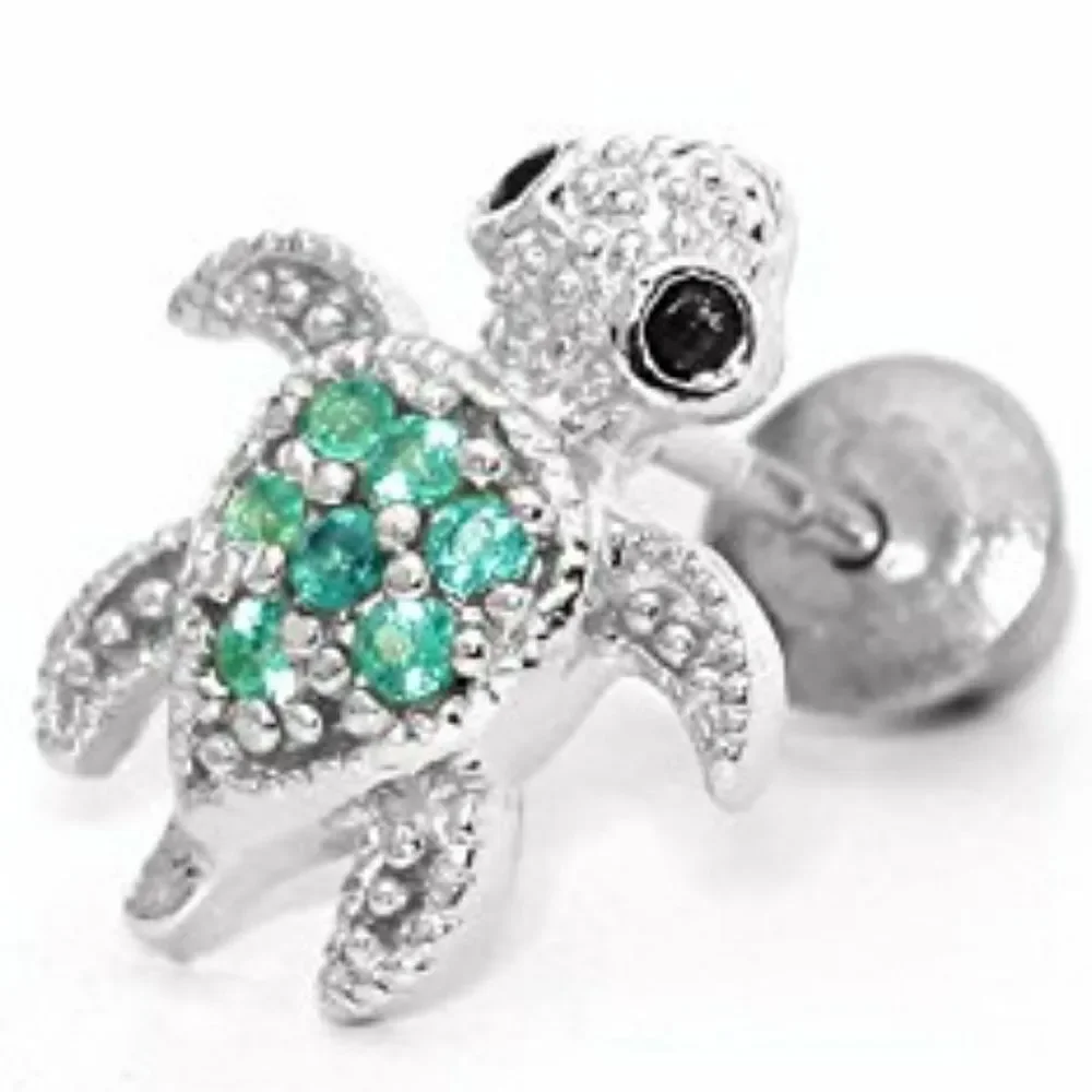 14k gold plated Green Turtle CZ Earrings